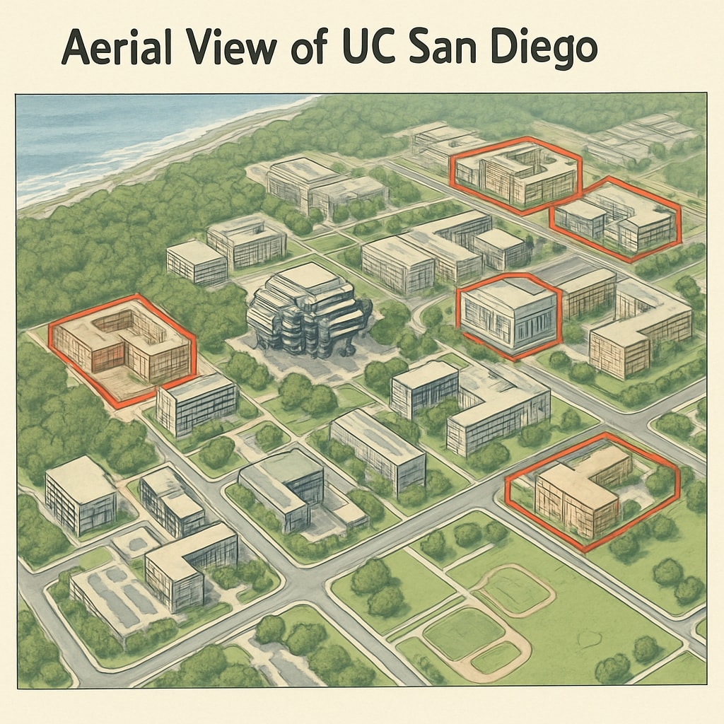 UC San Diego campus expansion with visible construction projects.