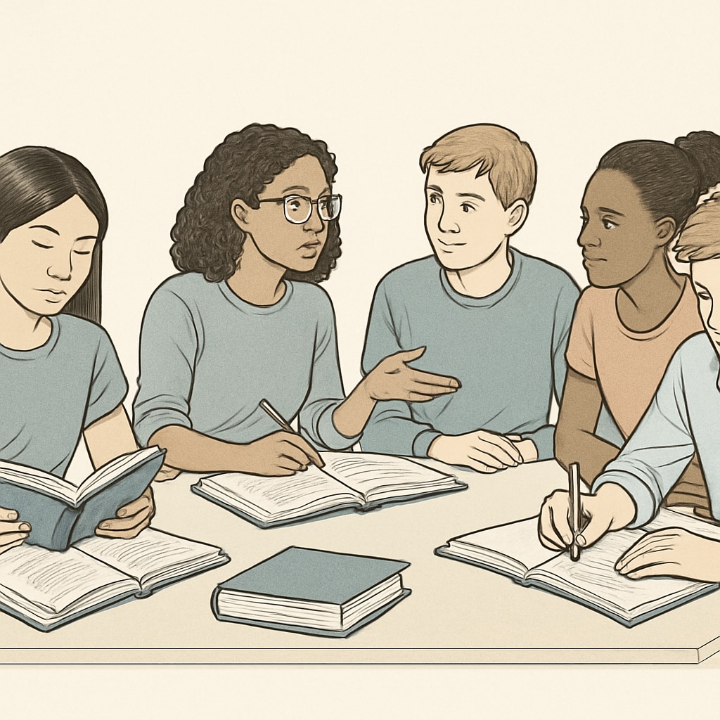 K12 students using different learning strategies like reading and group discussions