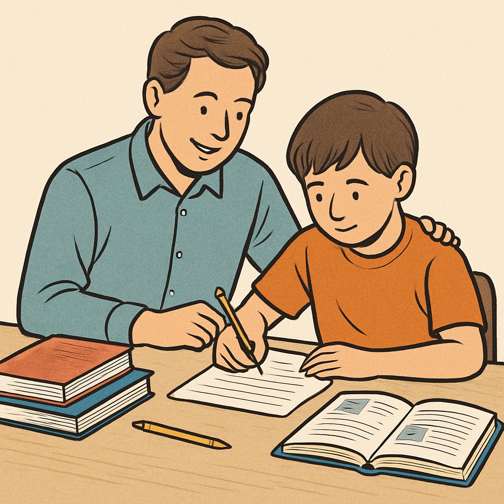 Parent and child collaborating on homework as part of effective learning strategies