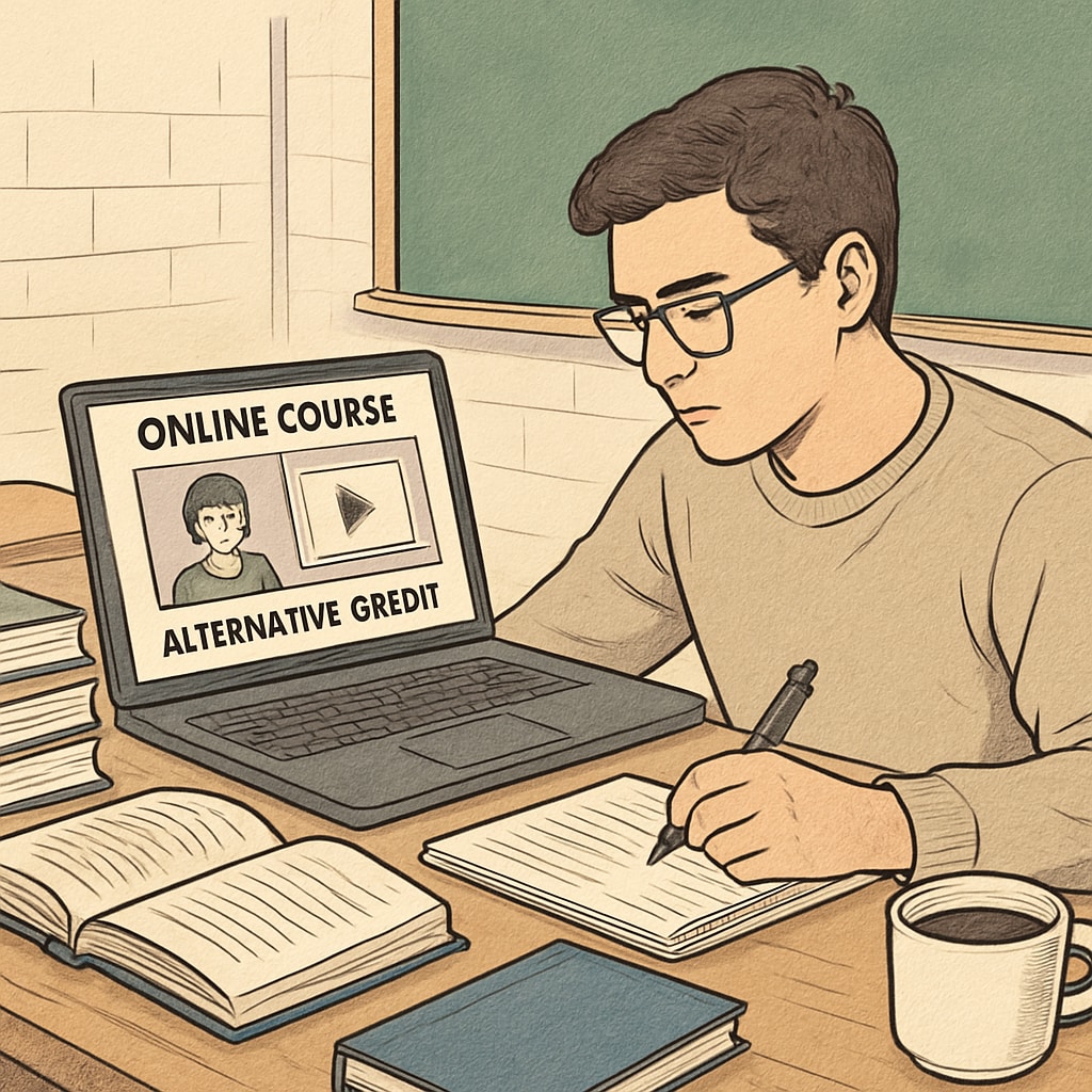 Student working on an online course to recover high school credits.