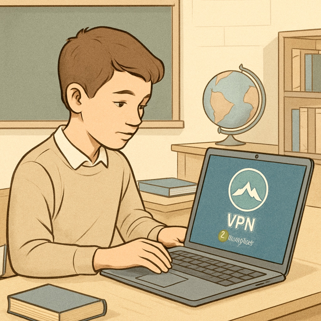 Student using VPN on a laptop as a result of UK age verification laws.