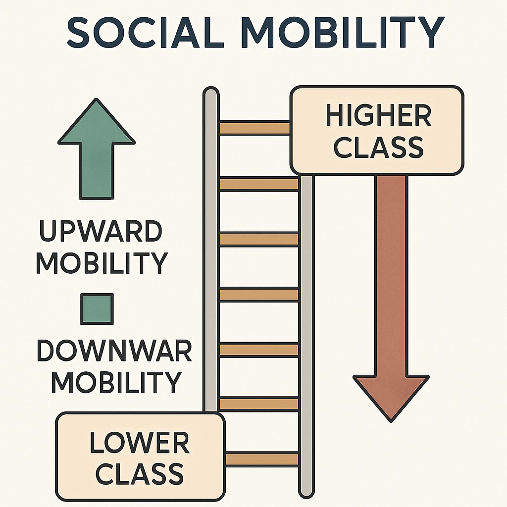 Chart showing social mobility trends, upward and downward class movement.