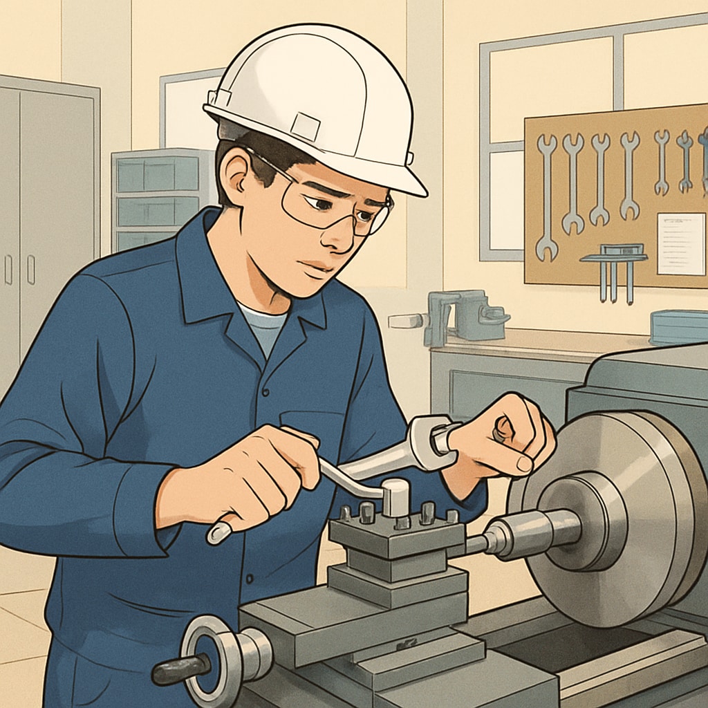 High school apprentice gaining real-world experience in a vocational training program.