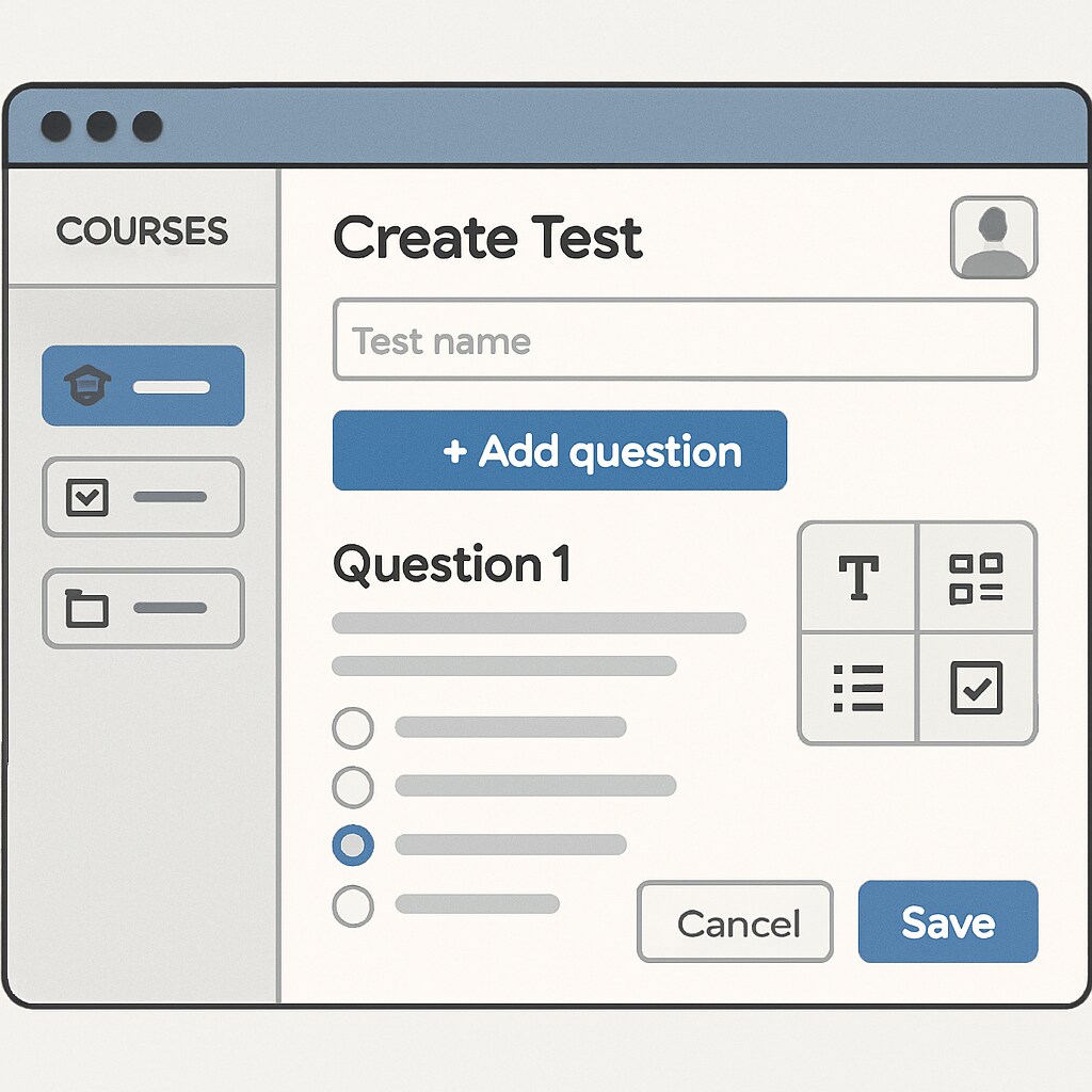 Online platform for creating and sharing educational test resources.