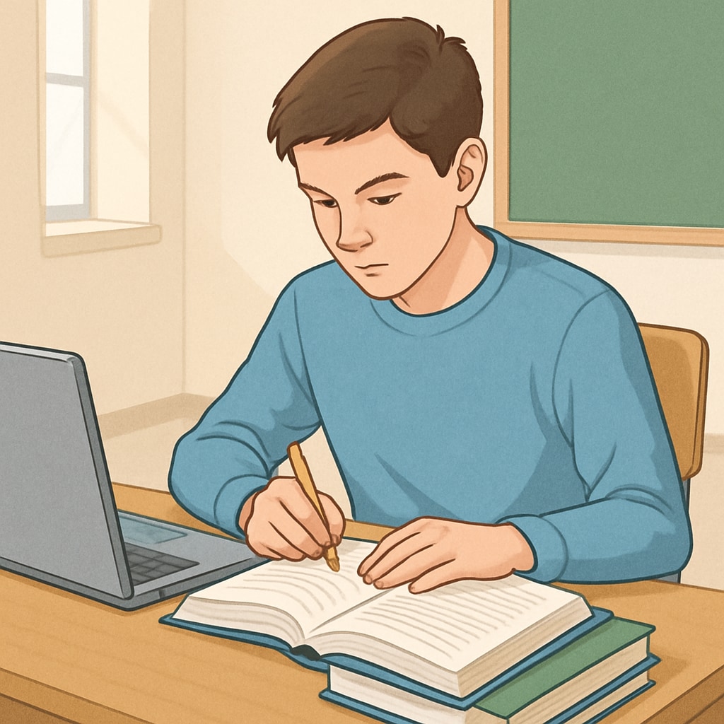 A student reviewing coursework for an online high school diploma.