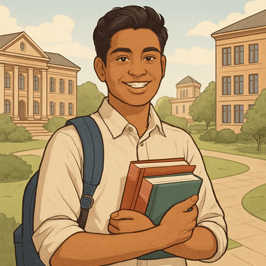 A student on an international campus, representing the opportunities of studying abroad.