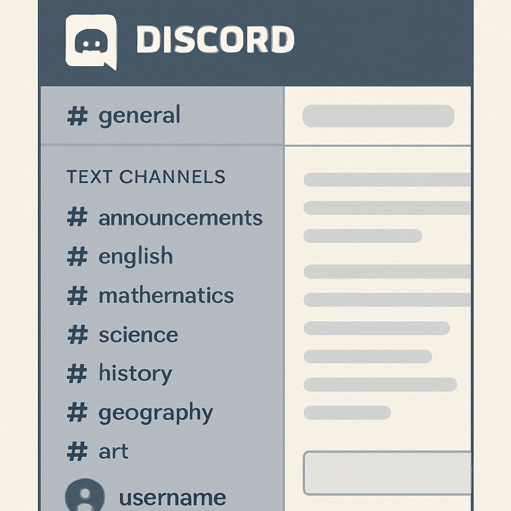 Example of an academic Discord server with topic channels for collaboration.