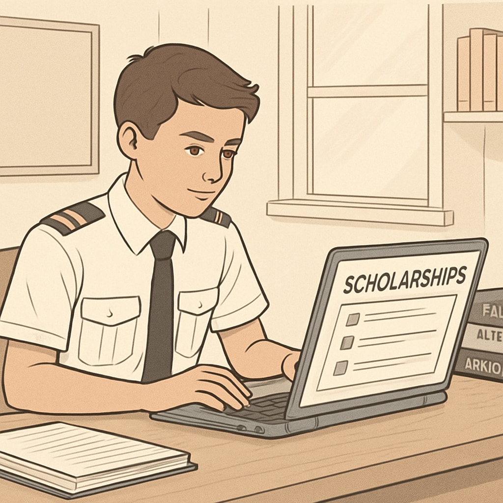 Aspiring pilot researching aviation scholarships and funding options.