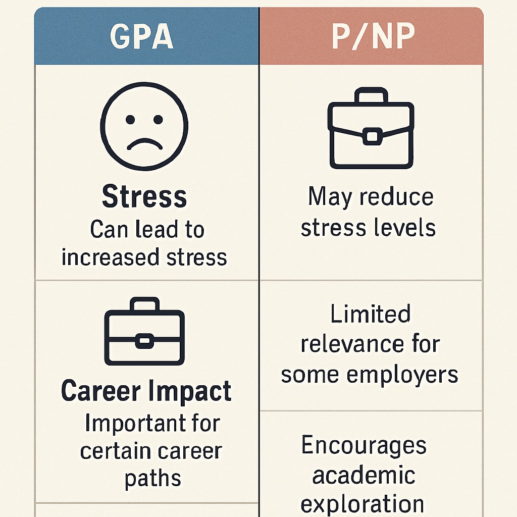 Chart comparing GPA and P/NP grading systems.