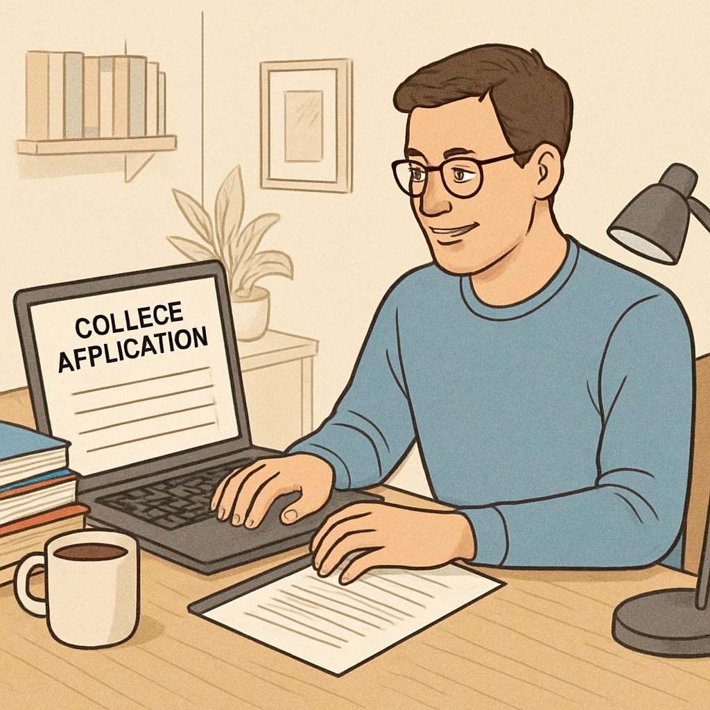 Adult student completing college application form, symbolizing GED holders applying to universities