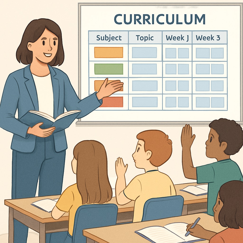 Structured learning classroom with teacher and students.