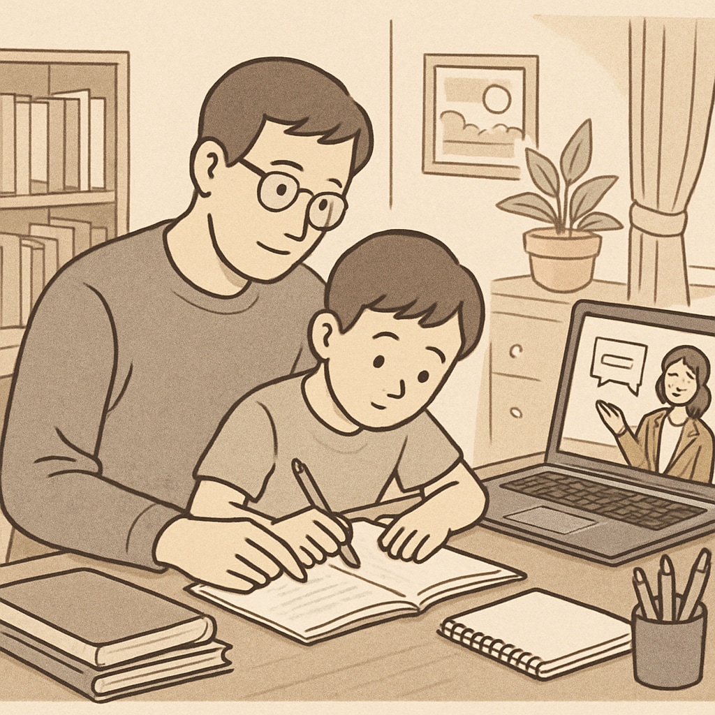 A parent balancing family and online education responsibilities.