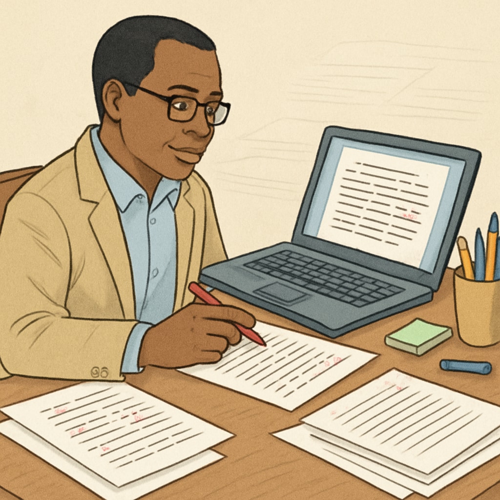 Teacher analyzing assignments with technology, emphasizing detection tools and education costs.