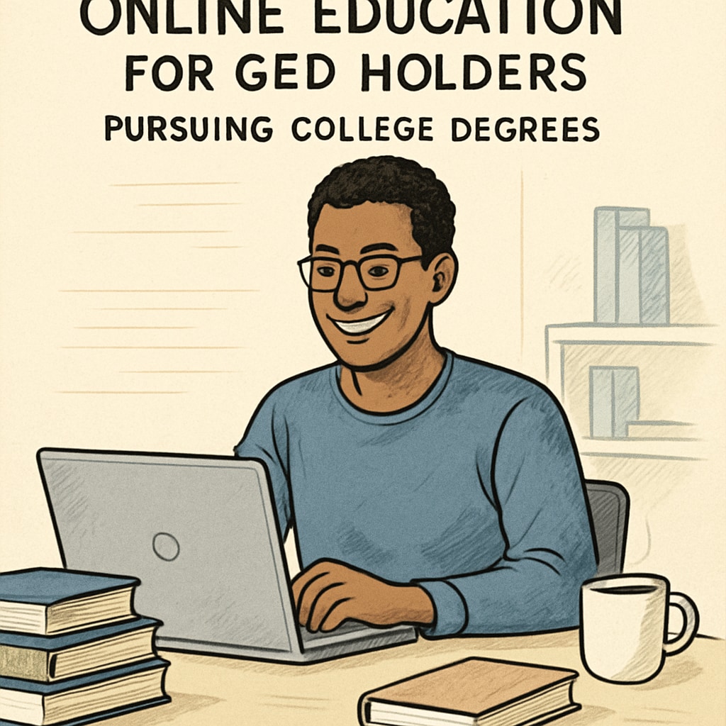 Adult student working on a laptop, symbolizing online education options for GED holders.