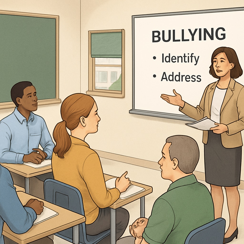 Teacher training session to identify bullying behaviors.