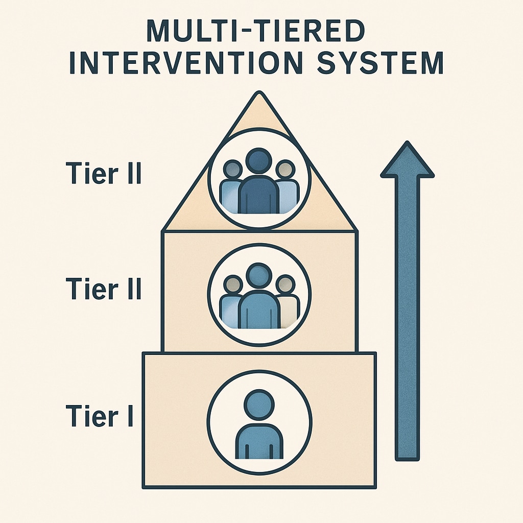 Diagram of multi-tiered bullying intervention system.
