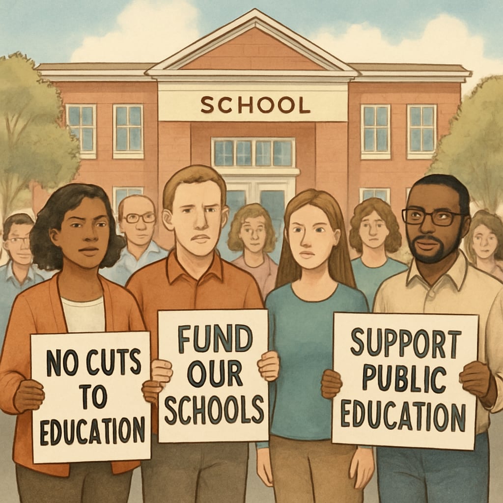 Protesters advocating for increased public school funding.
