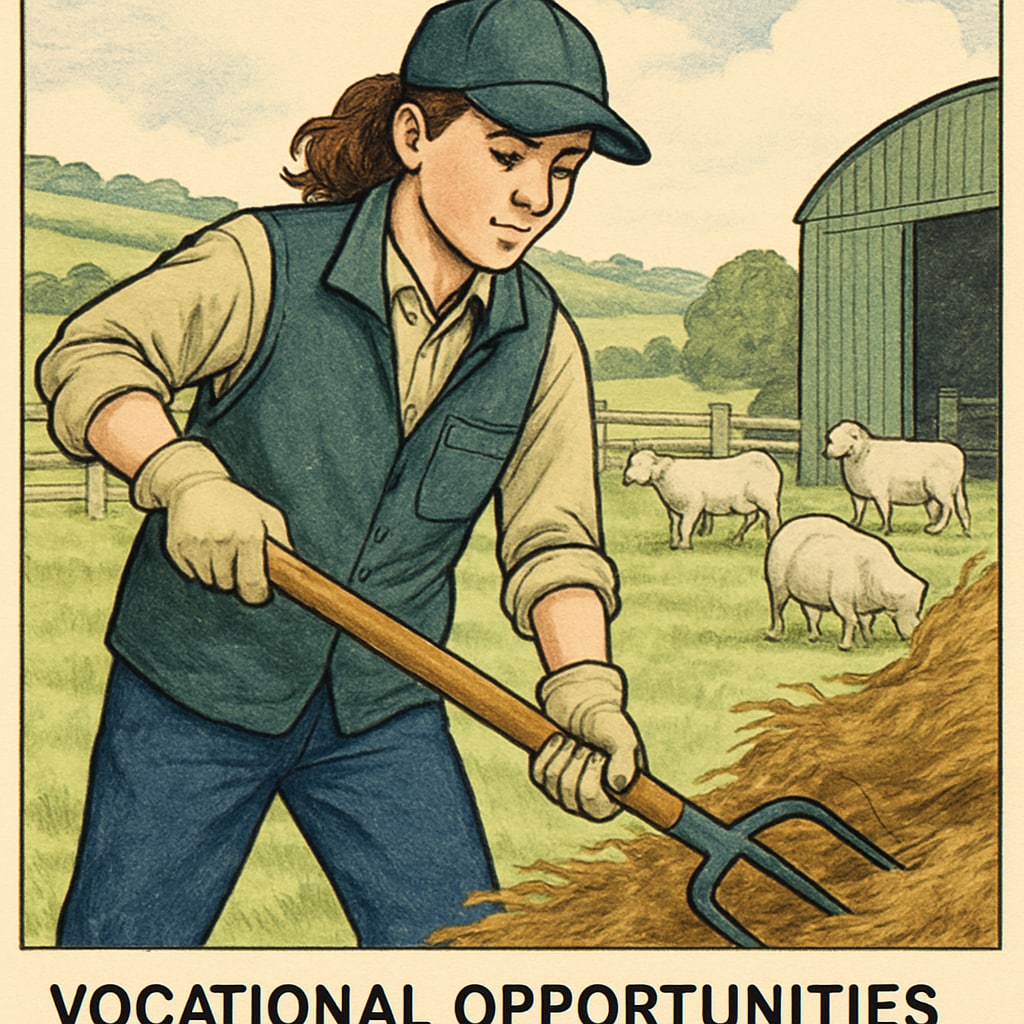 A student at Plumpton College engaging in agricultural work, highlighting vocational education.