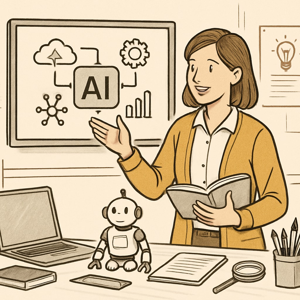 Teacher in an AI training workshop focusing on professional development.