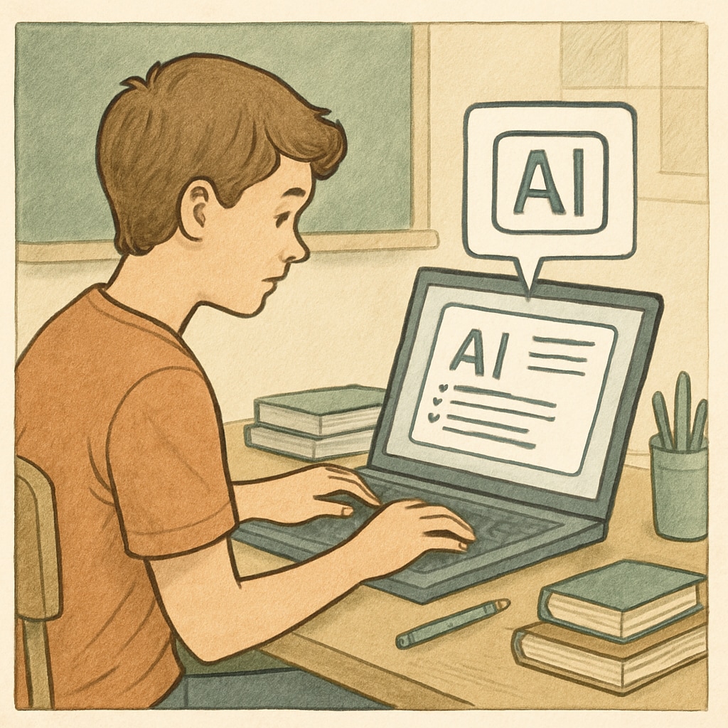 Student working with AI tools for homework completion.