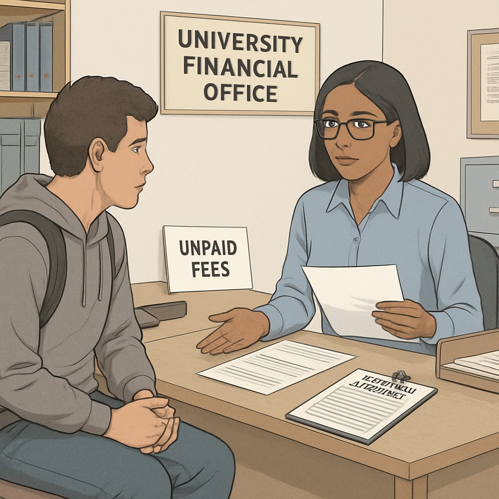 A student requesting a transcript while managing unpaid balances for PRC exam applications.