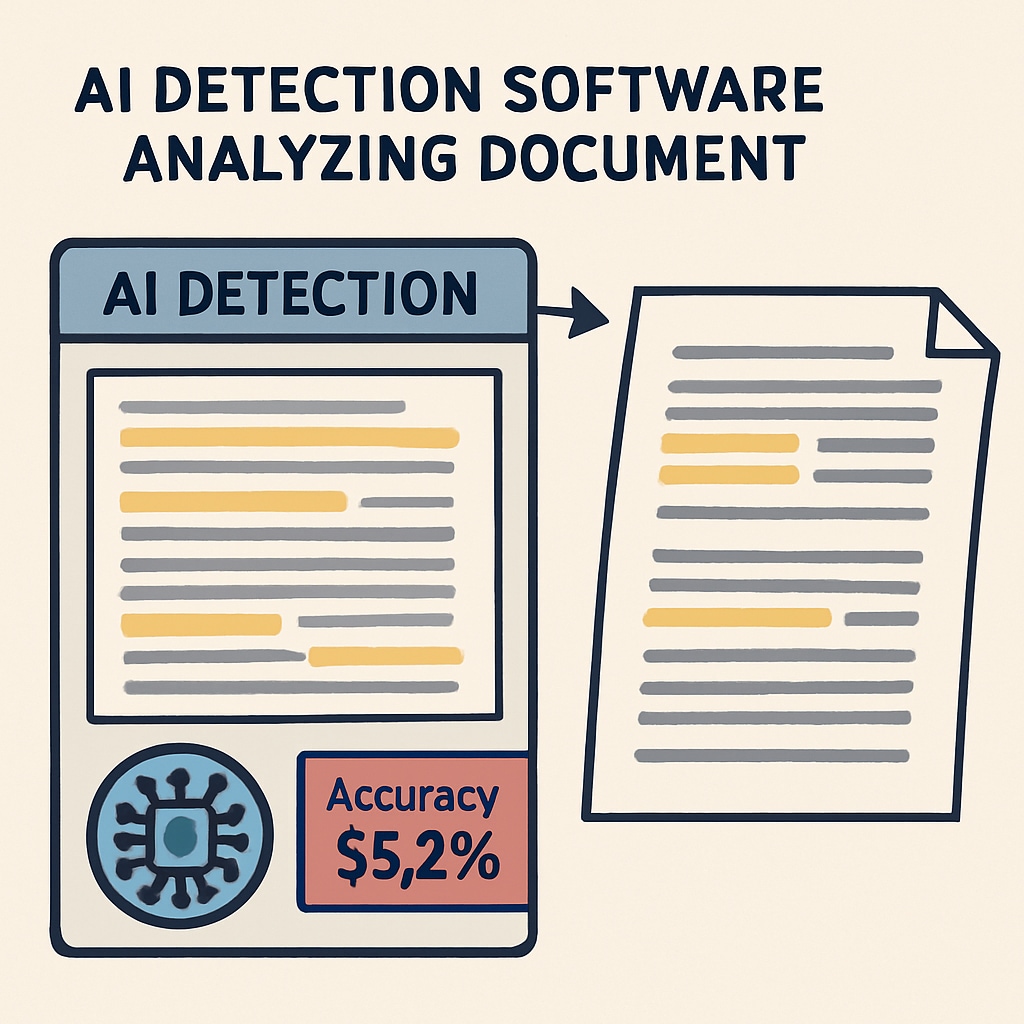AI detection software analyzing a document for authenticity.