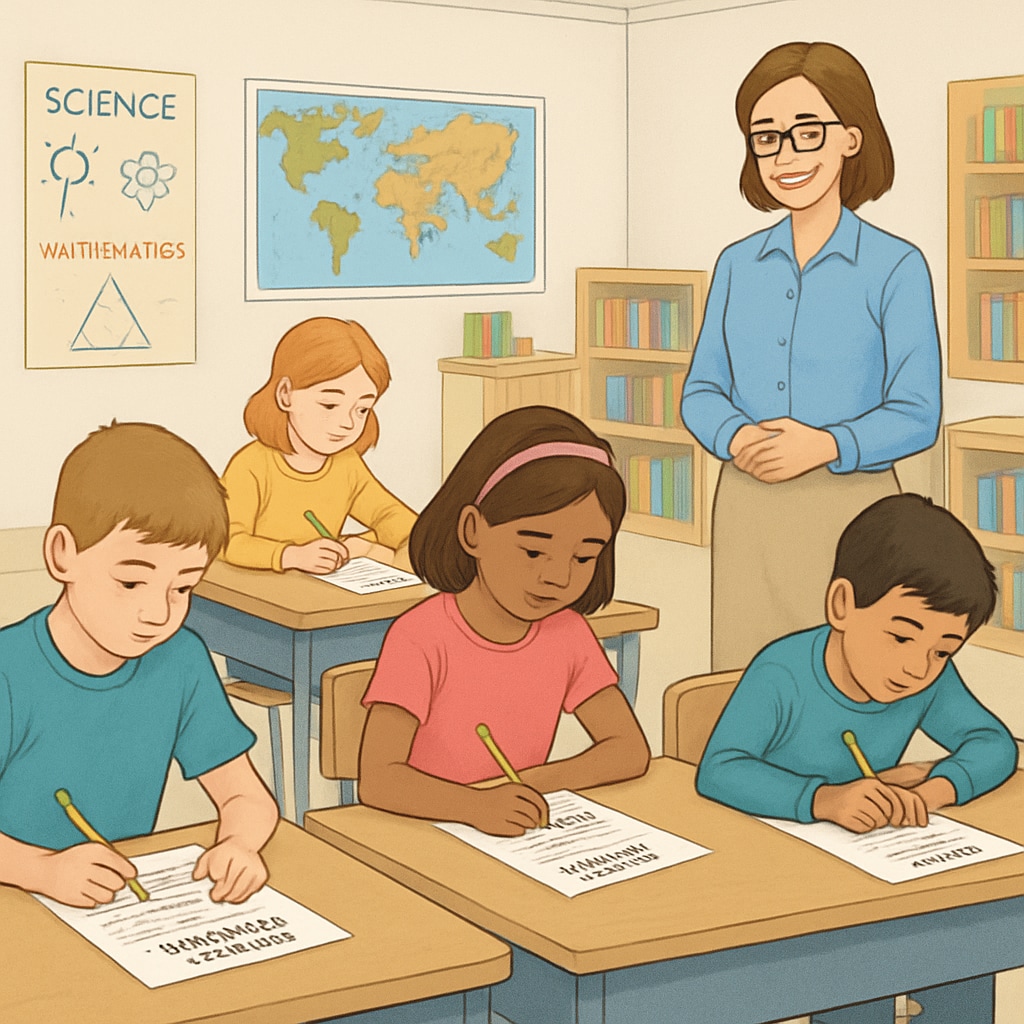 Students in a classroom completing surveys on effective learning methods.