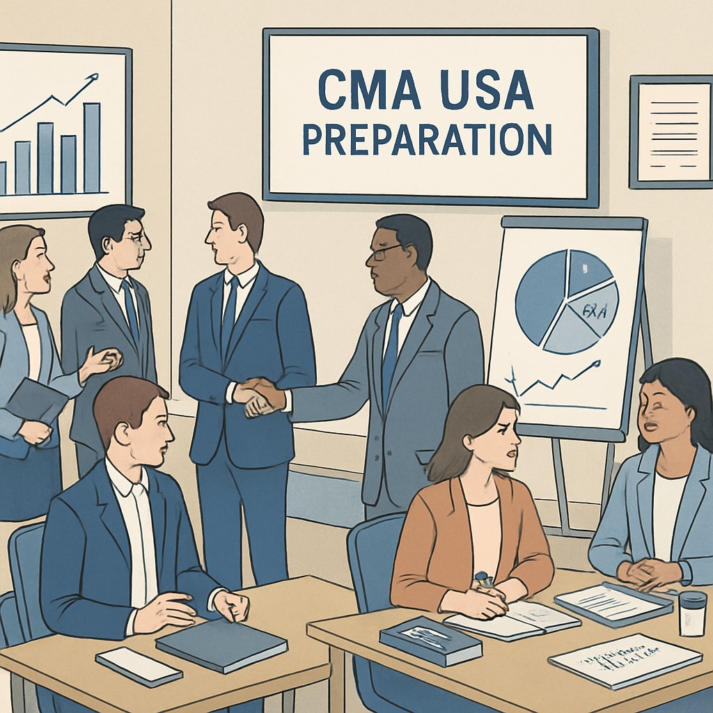 CMA USA aspirants in Kerala networking during a professional seminar.