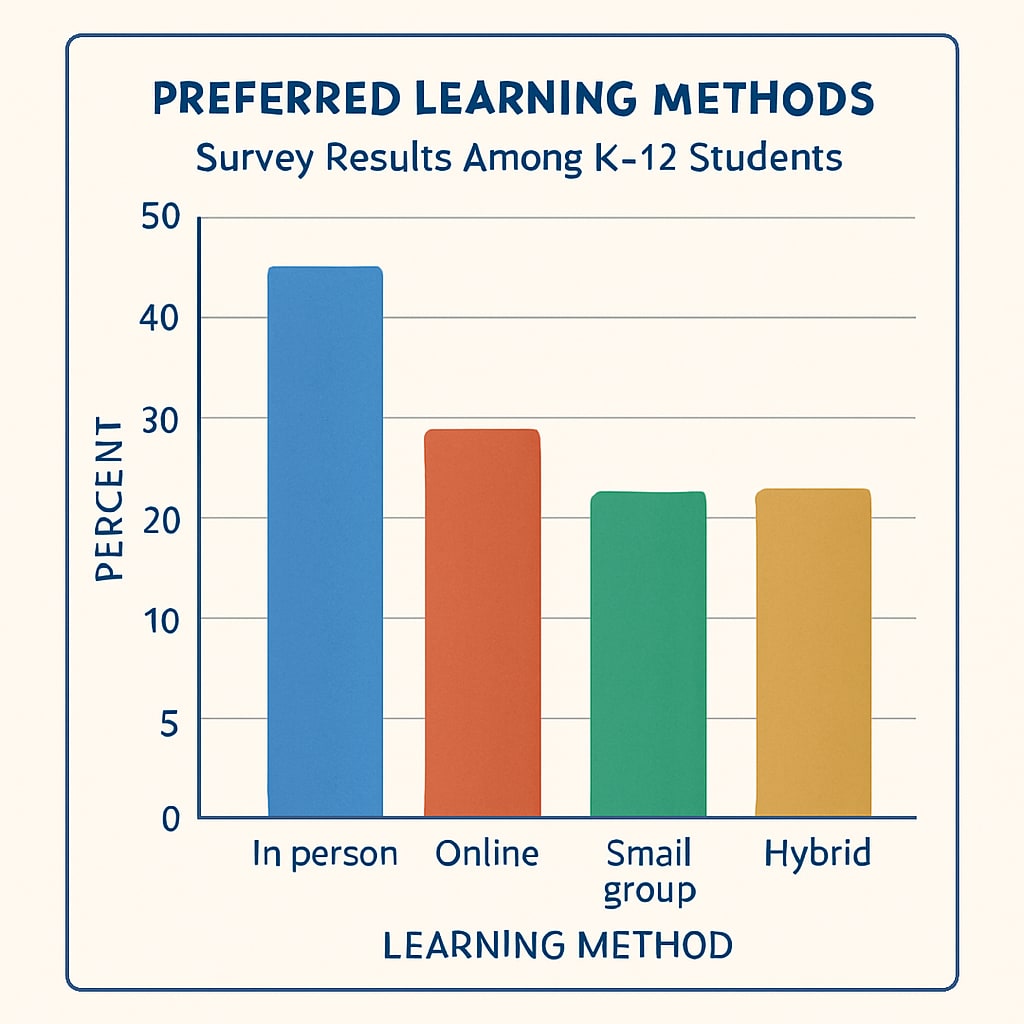 Survey results on effective learning methods visualized in a table or graph.