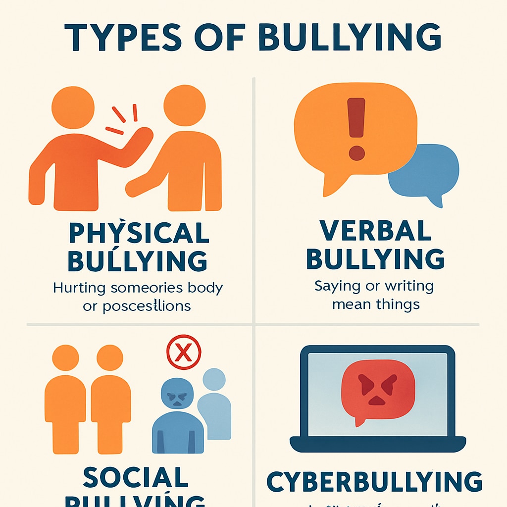 Infographic showing the types of bullying and their definitions.
