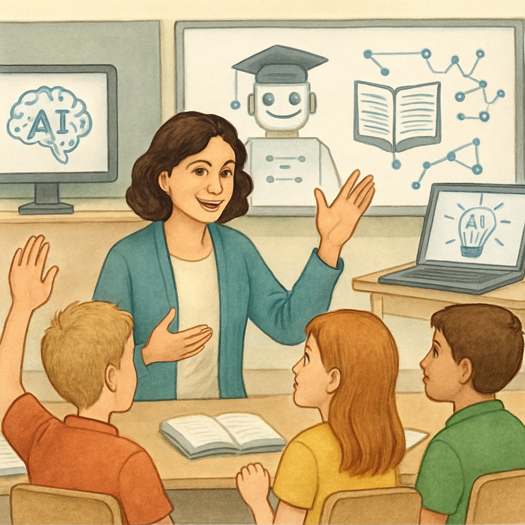 Teacher using AI-powered tools in the classroom.