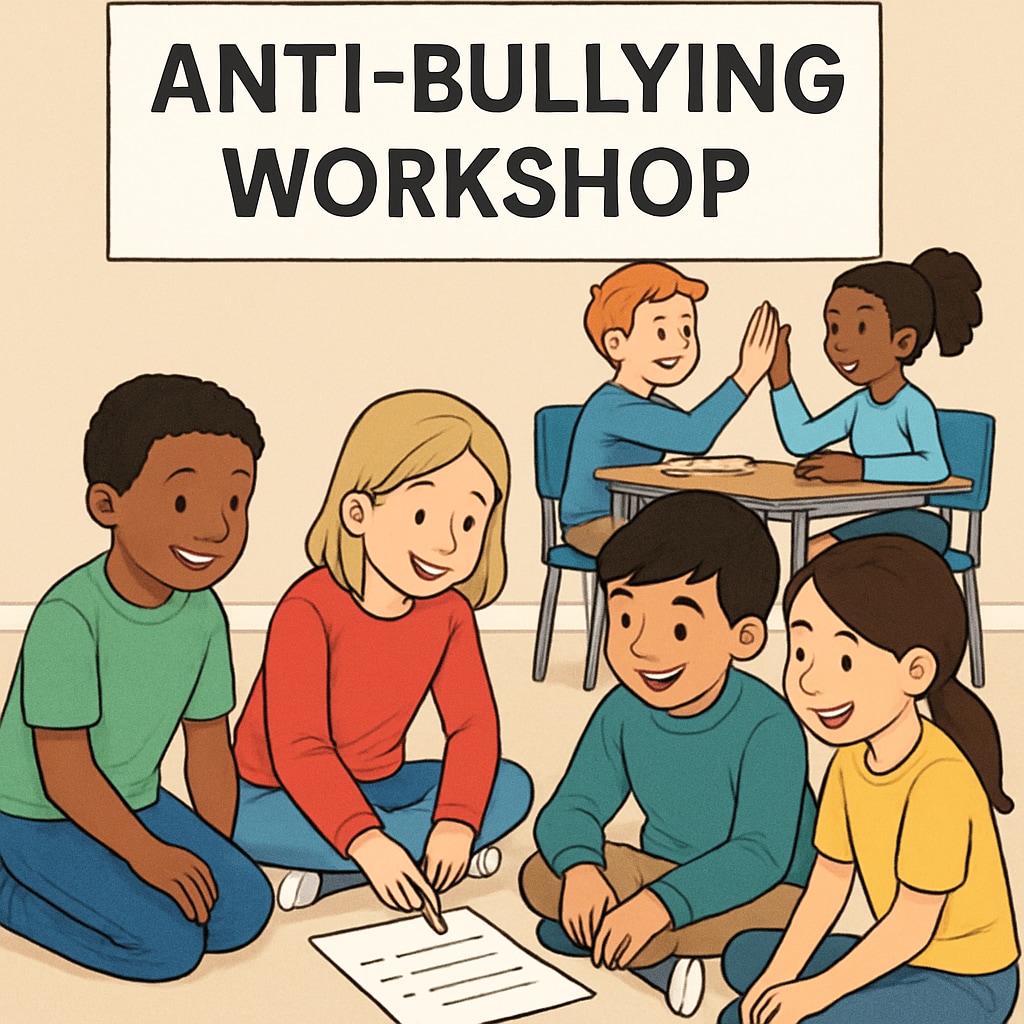 Students in a workshop engaging in activities to prevent bullying.