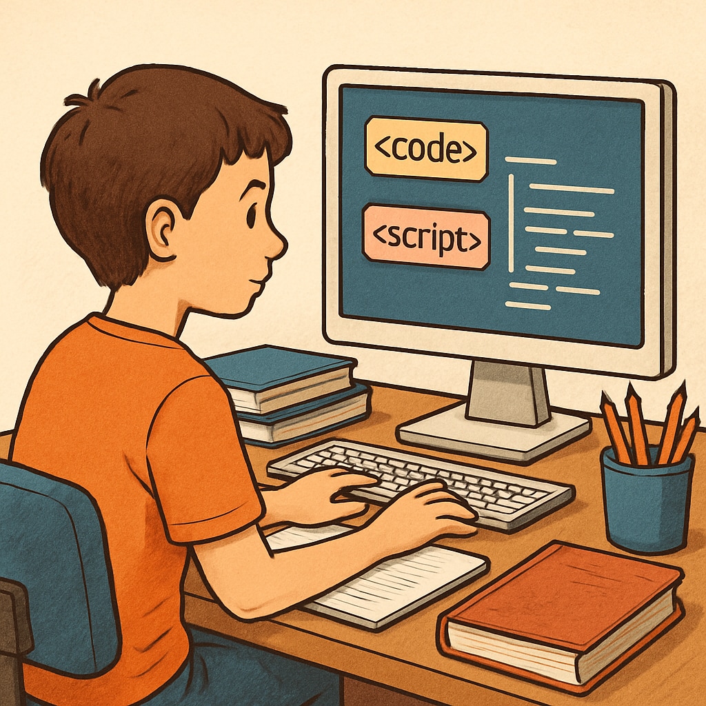 Teen learning programming at a computer desk, relevant to AI career choices.