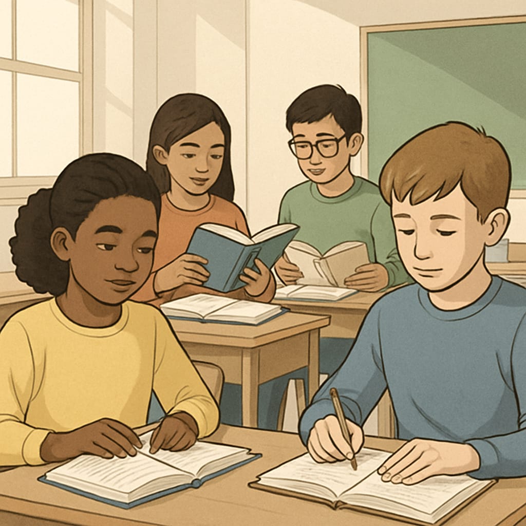 Diverse students in a classroom promoting gender inclusivity.