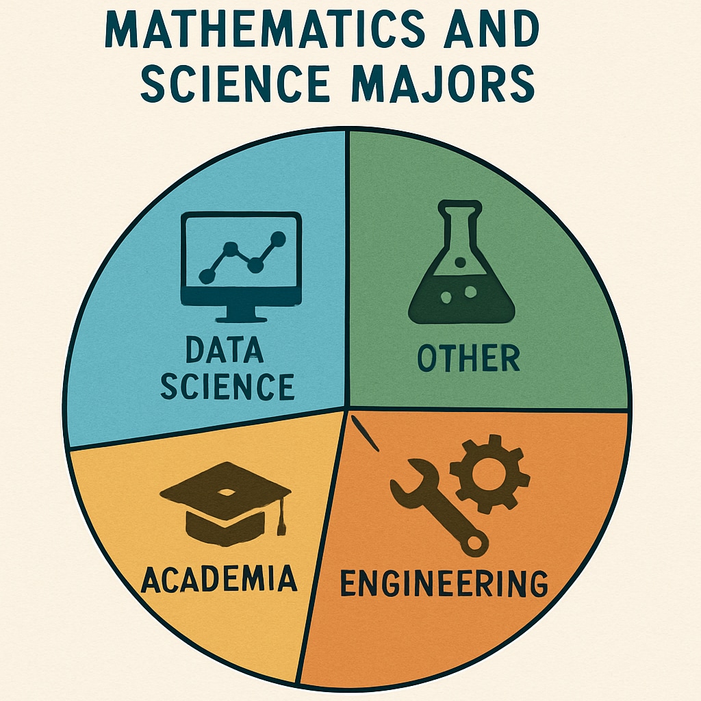 Career paths for math and science majors, including academia, data science, and engineering.