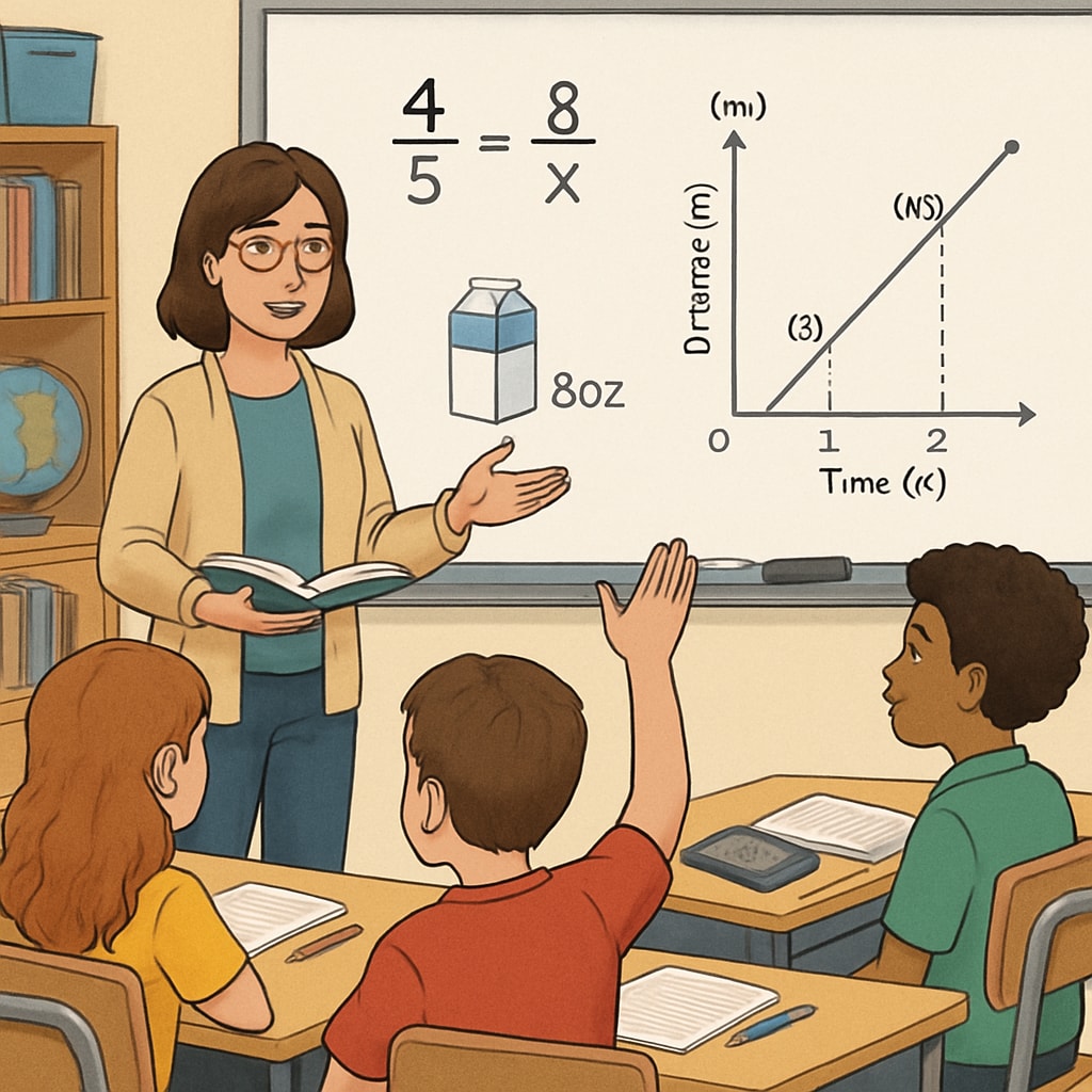 Classroom discussion about mathematics with real-world examples.