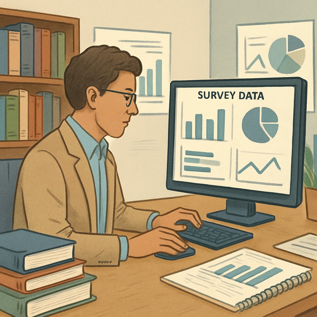 Researcher reviewing survey data on effective learning methods.