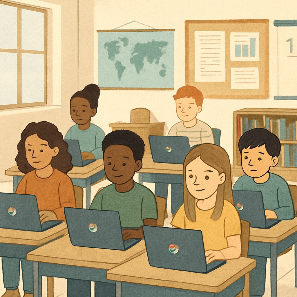 Students using Chromebooks in a classroom setting, demonstrating EdTech efficiency.