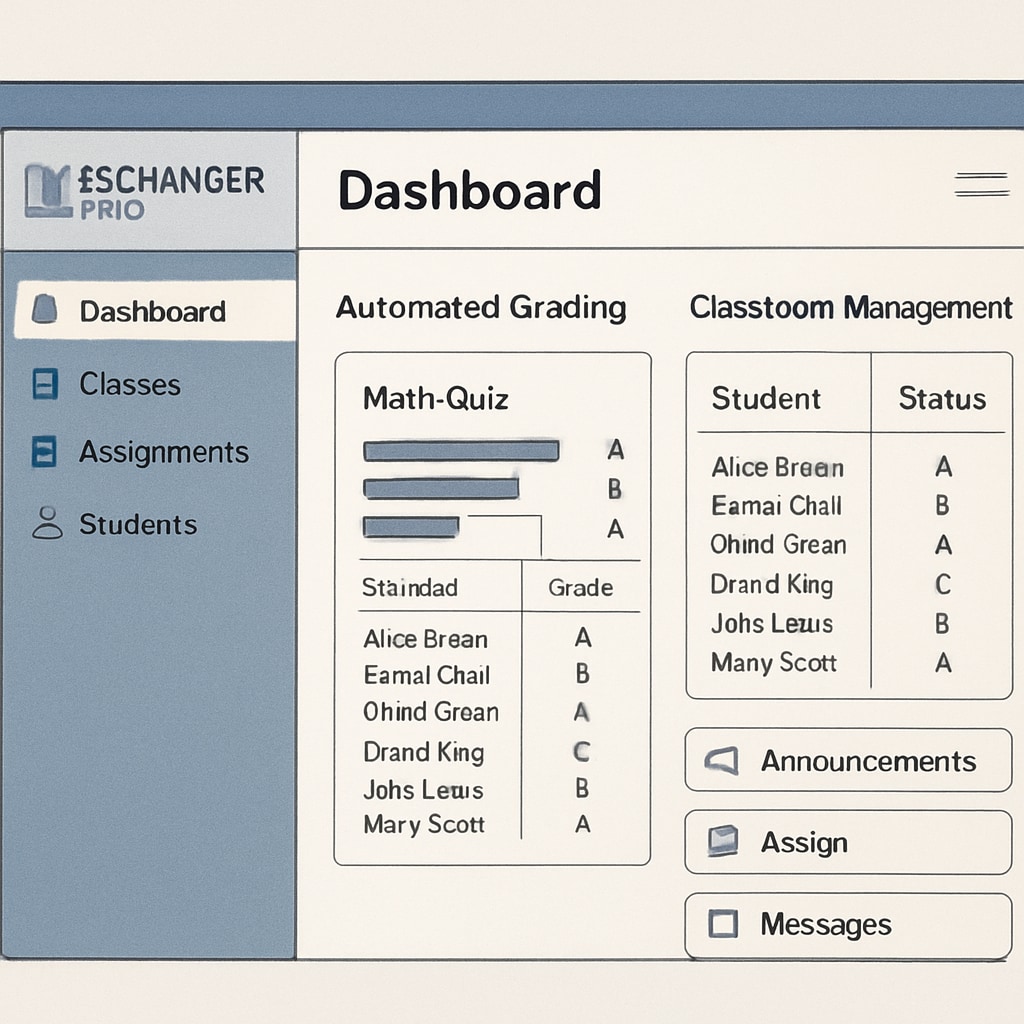EdChanger Pro dashboard showcasing teacher tools for grading and classroom management.