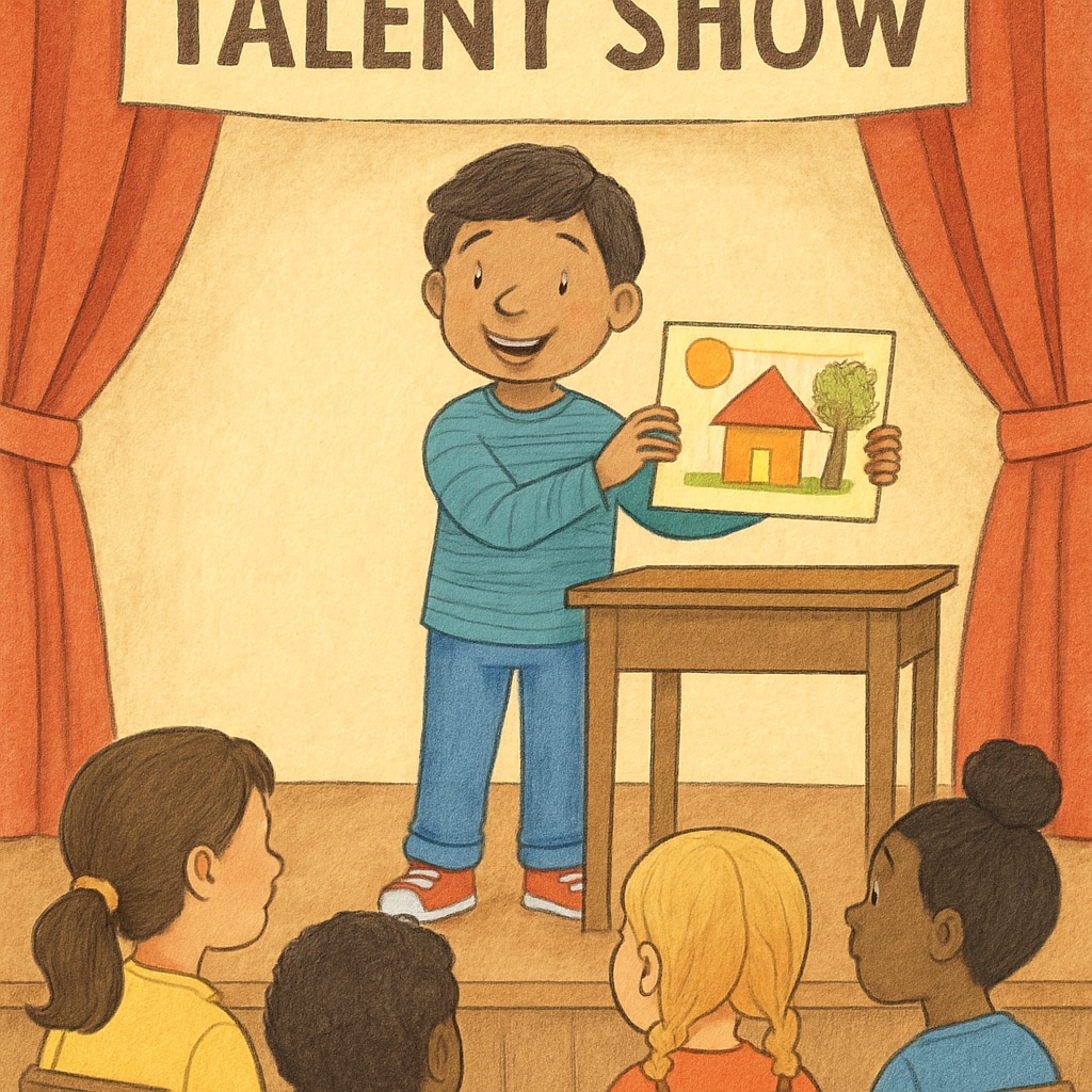 Child showcasing talent as part of non-academic performance evaluation.