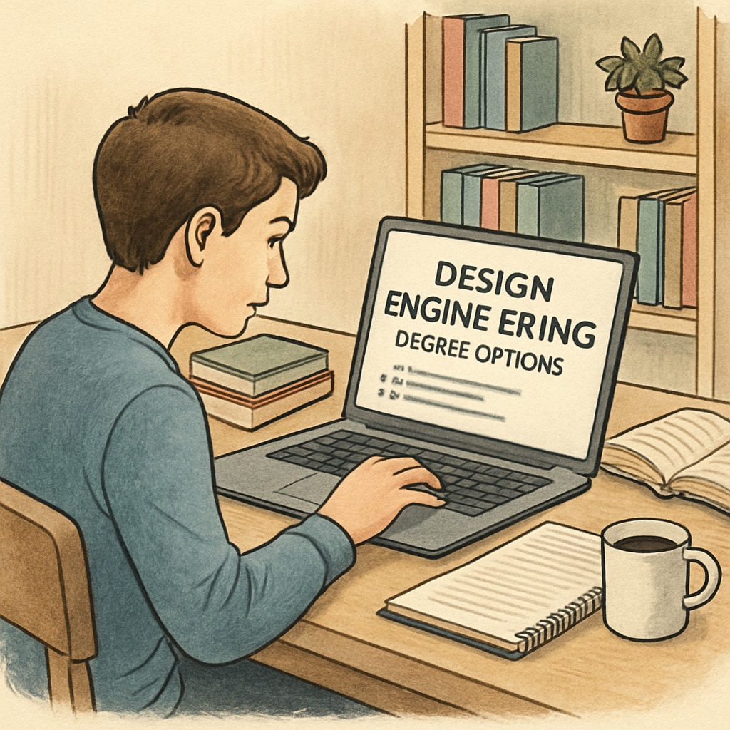 Student researching degree choices in design engineering for career planning.