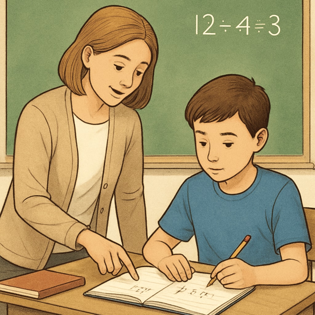 A teacher helping a student overcome math anxiety during a tutoring session.