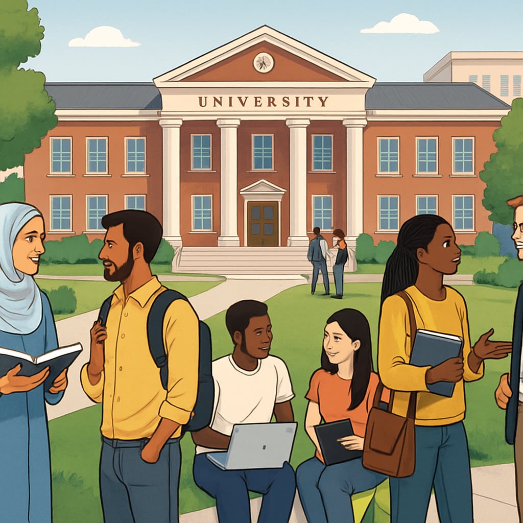 A vibrant university campus scene representing opportunities in U.S. master’s programs for educators.