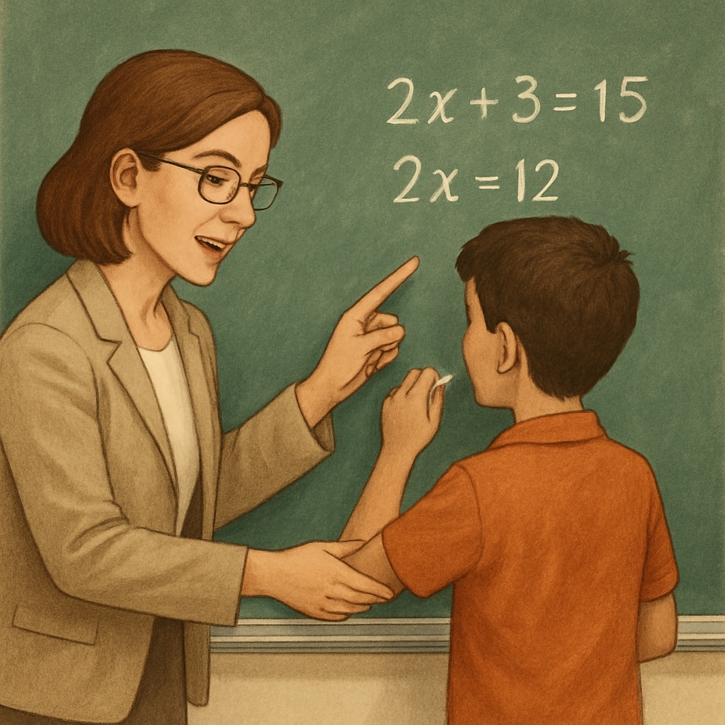 A teacher helping a student overcome math anxiety by providing one-on-one guidance.