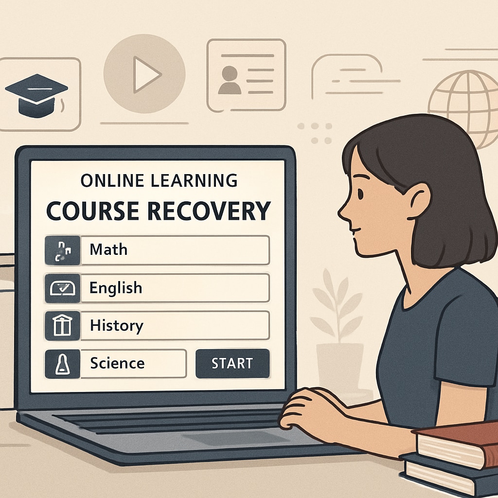 Online platform showing high school courses for credit recovery.