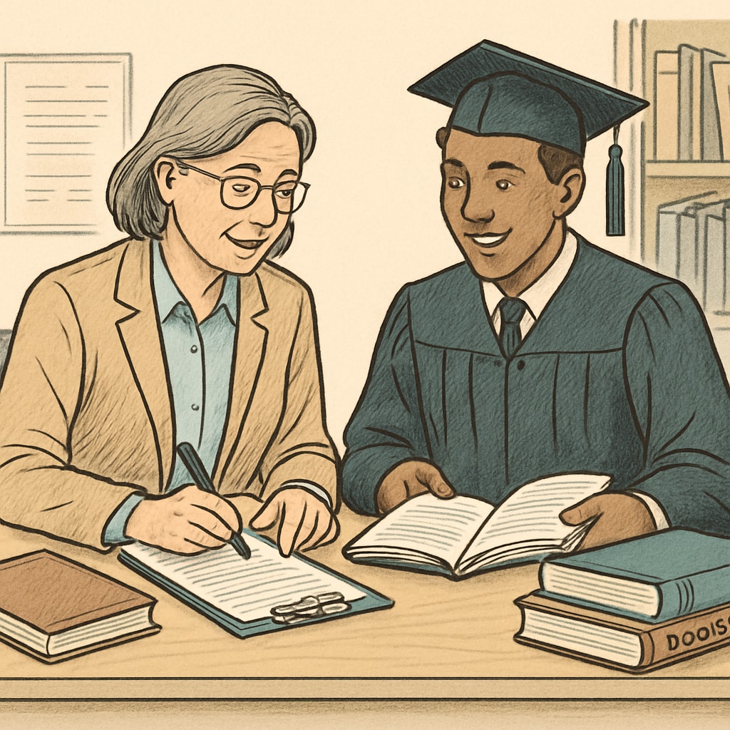 School counselor and graduate student in an academic interview