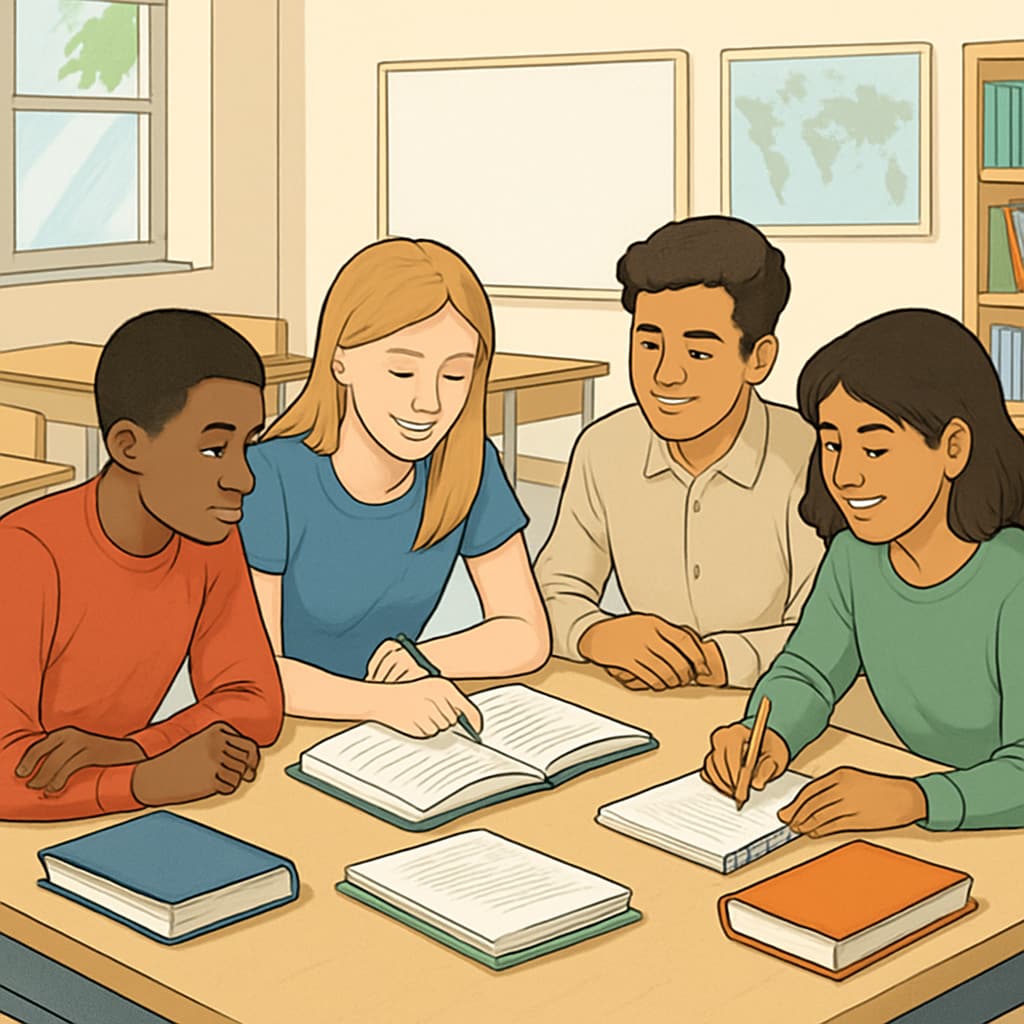 Group of students engaged in a project-based learning assessment.