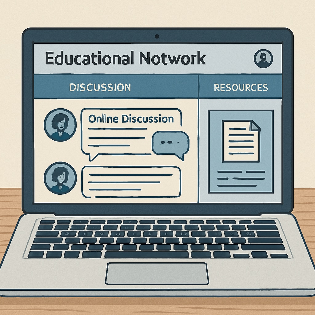 Discussion on an educational network with community guidelines, representing collaboration.