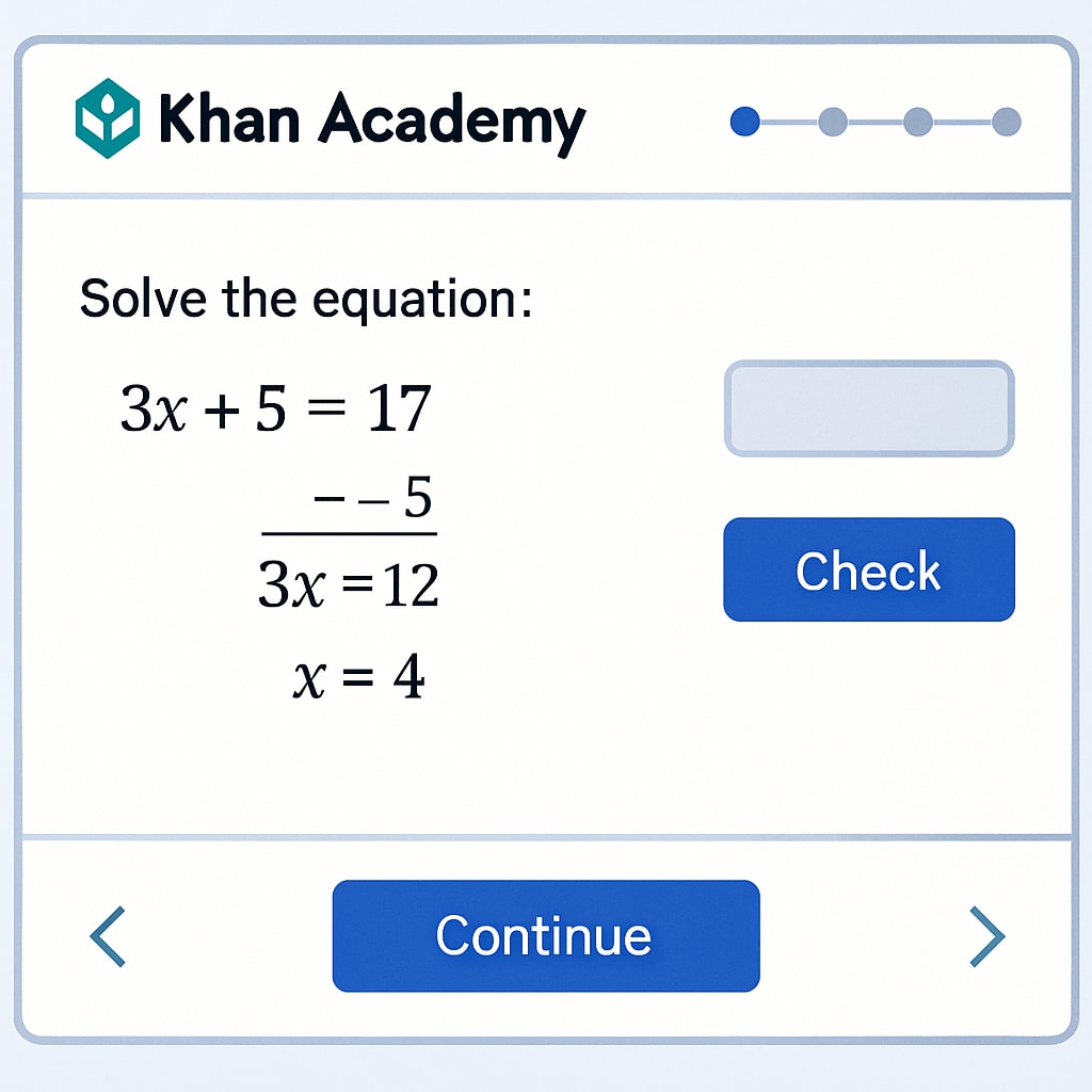 Screenshot of Khan Academy math tutorial.