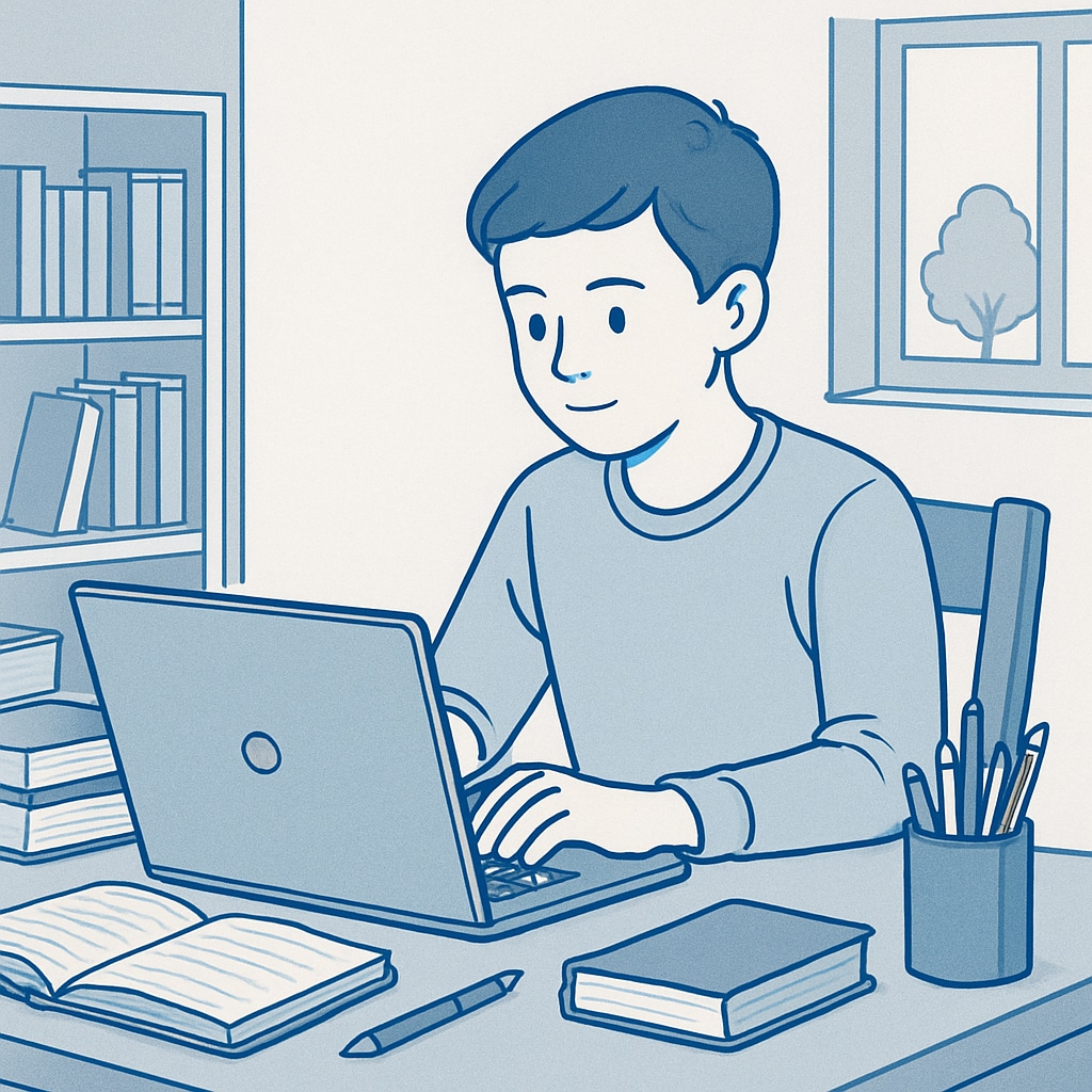 A student using a laptop for online education, relevant to affordable online universities for international students.